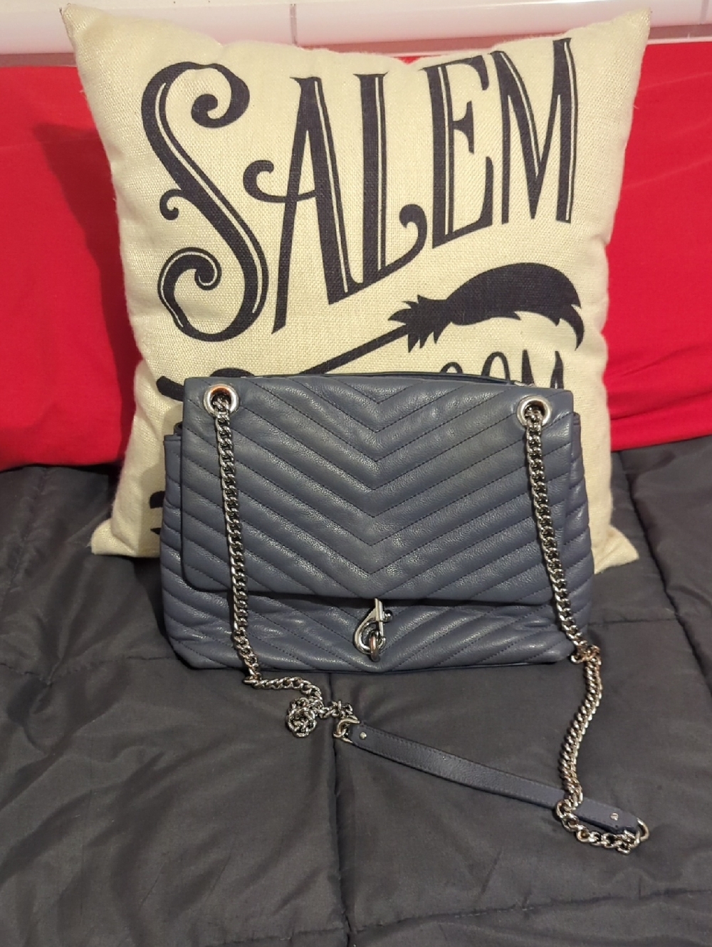 Rebecca Minkoff Edie Blue Leather Quilted Crossbody Shoulder Bag‎